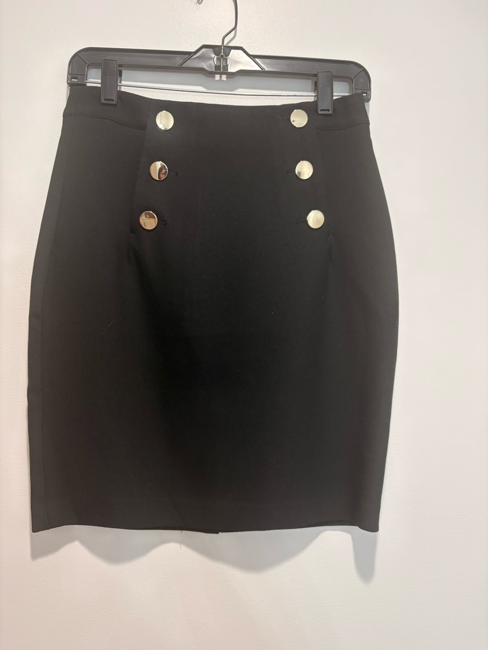 H&M Black Pencil Skirt with Gold Buttons
